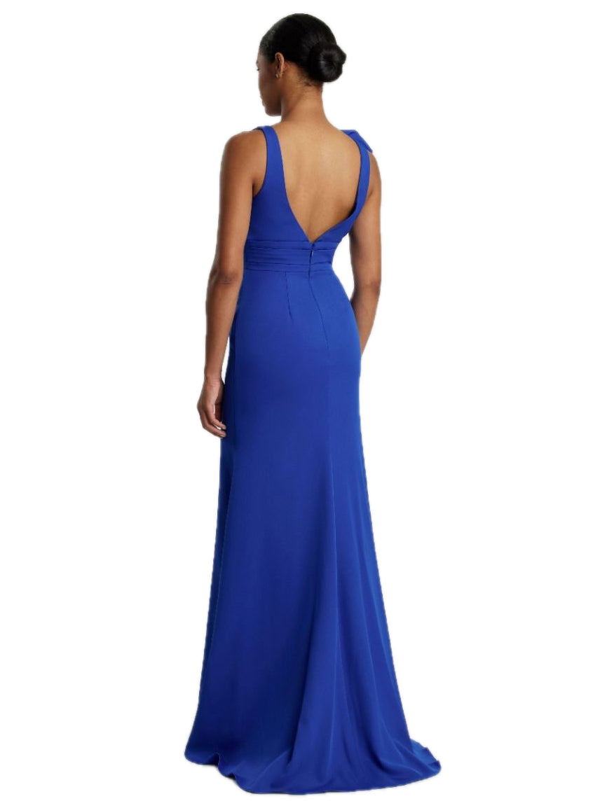 Women's Long Dress V-neck Long Sleeveless  Party Dress With Bow G2071