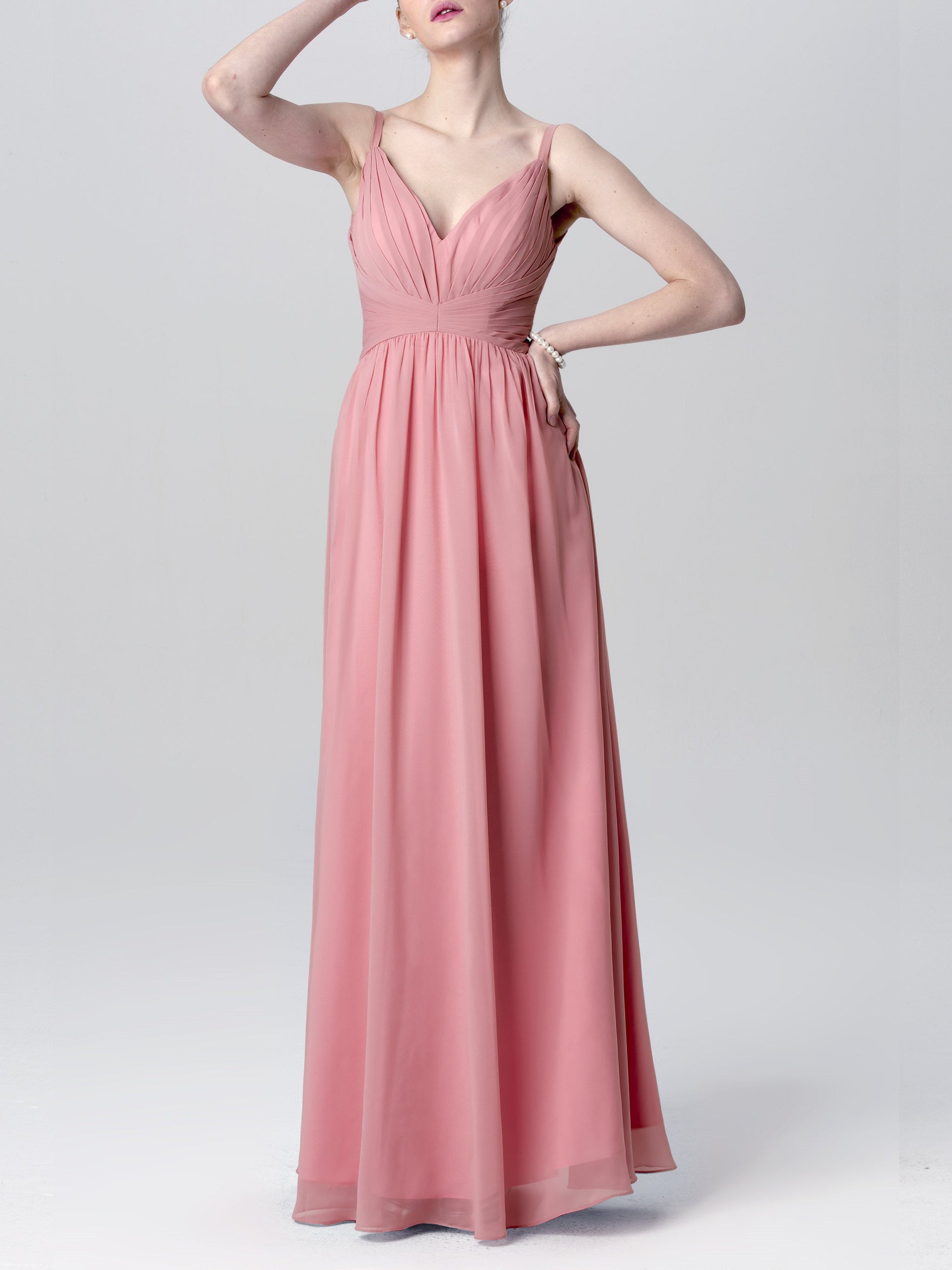 Chiffon Spaghetti Straps Sleeveless Bridesmaid Dress| Plus Size | 60+ Colors