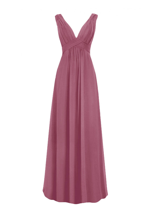 Chiffon V-Neck Cap Sleeves Bridesmaid Dress| Plus Size | 60+ Colors