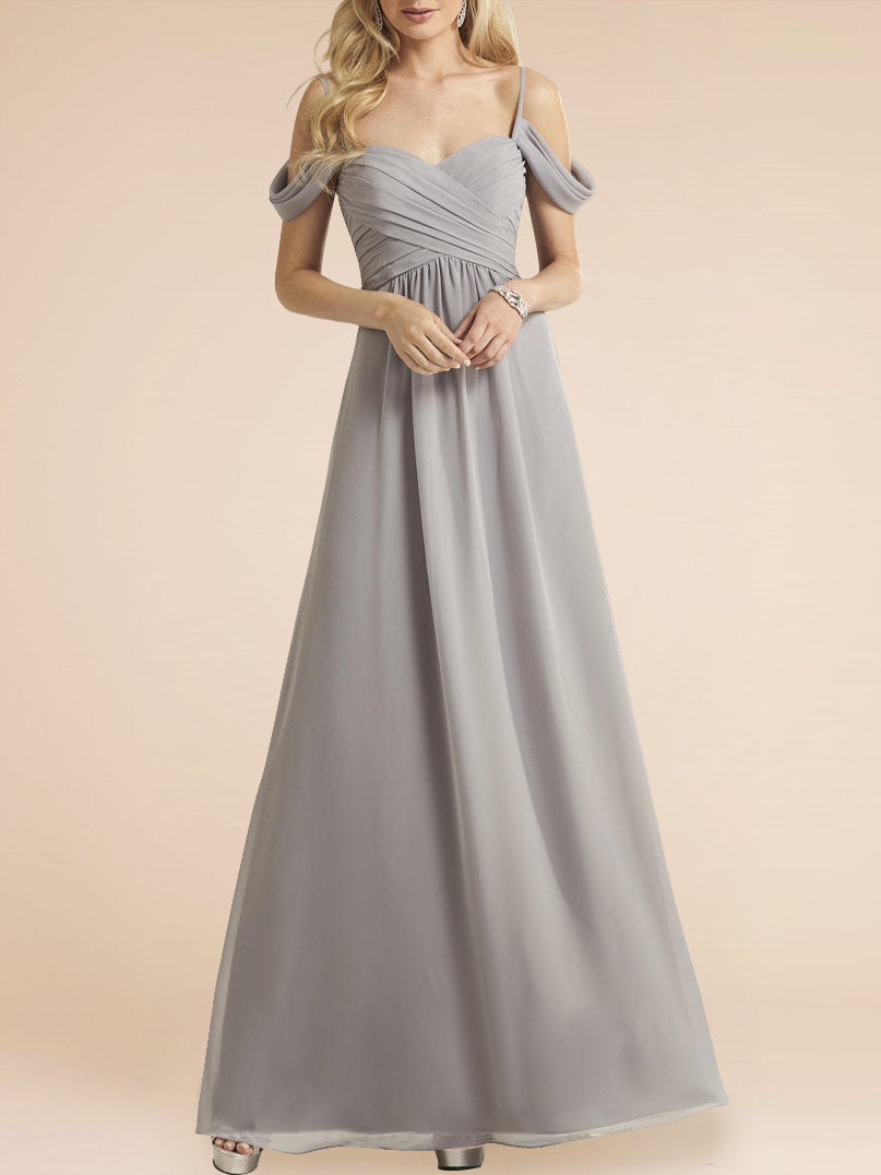 Chiffon Spaghetti Straps Sleeveless Bridesmaid Dress| Plus Size | 60+ Colors