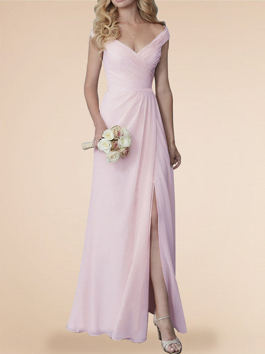 Chiffon Spaghetti Straps Sleeveless Bridesmaid Dress| Plus Size | 60+ Colors