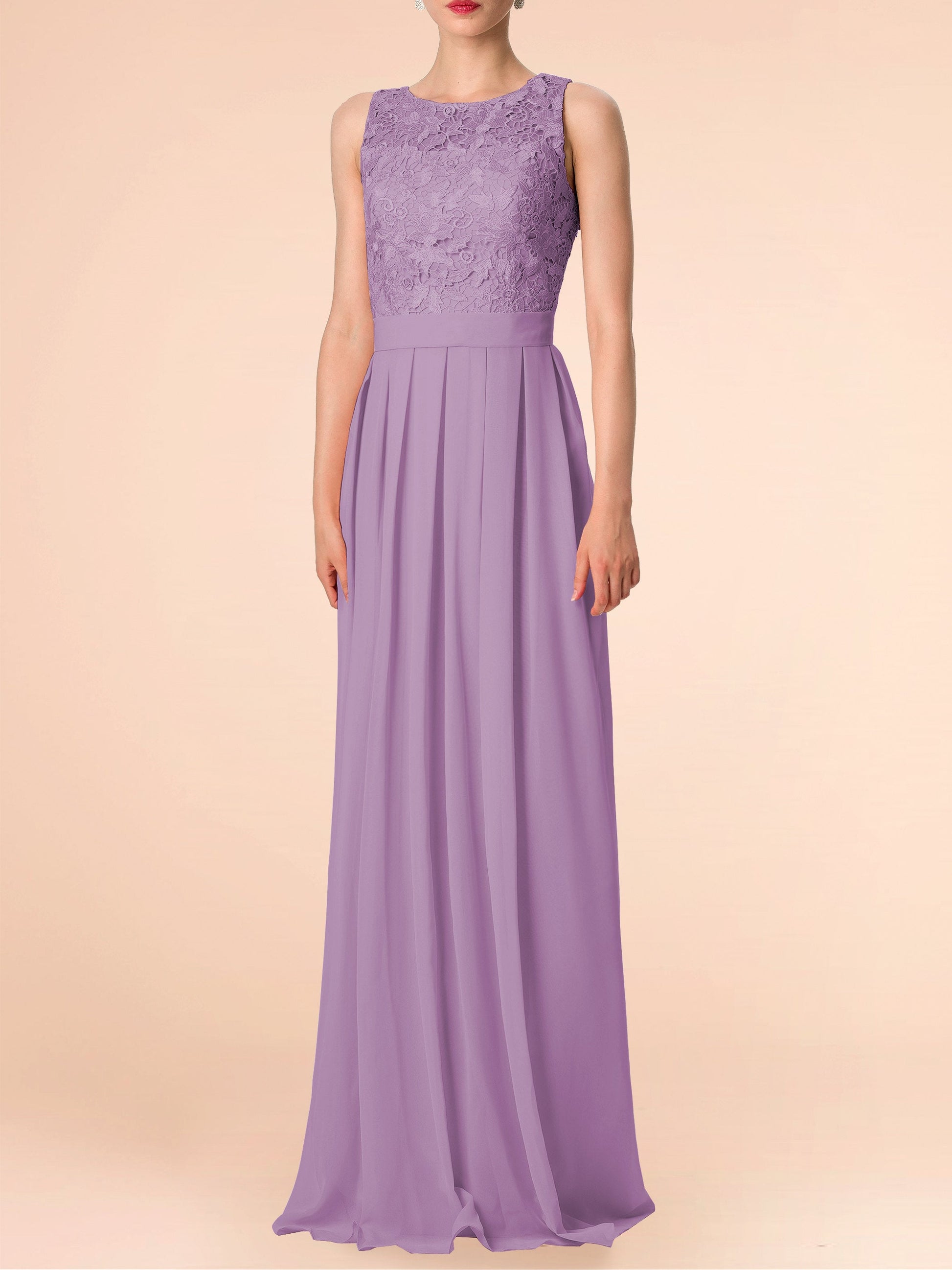 Chiffon Scoop Neck Sleeveless Bridesmaid Dress| Plus Size | 60+ Colors