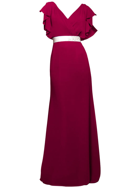 Chiffon V-Neck Short Sleeves Bridesmaid Dress| Plus Size | 60+ Colors