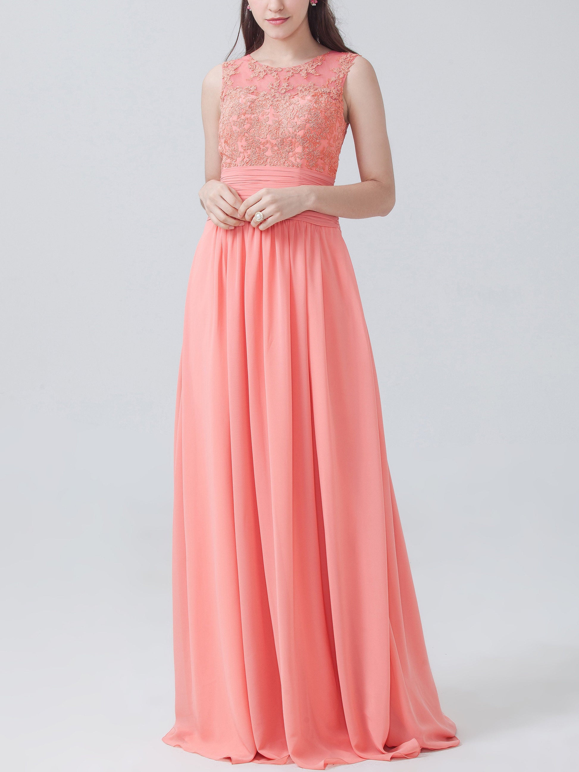 Chiffon V-Neck Sleeveless Bridesmaid Dress| Plus Size | 60+ Colors