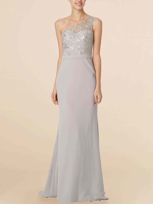 Chiffon One Shoulder Sleeveless Bridesmaid Dress| Plus Size | 60+ Colors