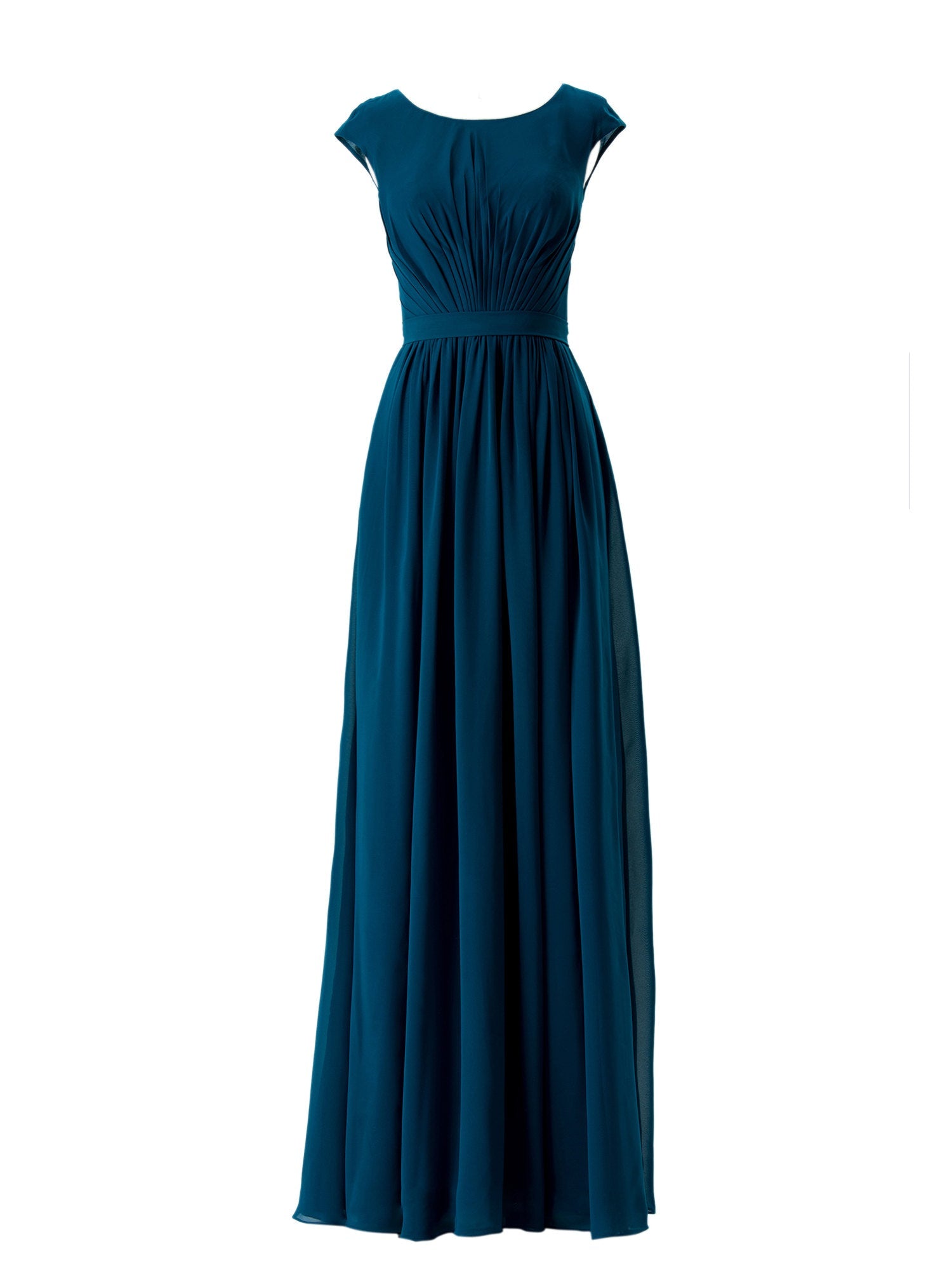 Chiffon Scoop Neck Cap Sleeves Bridesmaid Dress| Plus Size | 60+ Colors ...