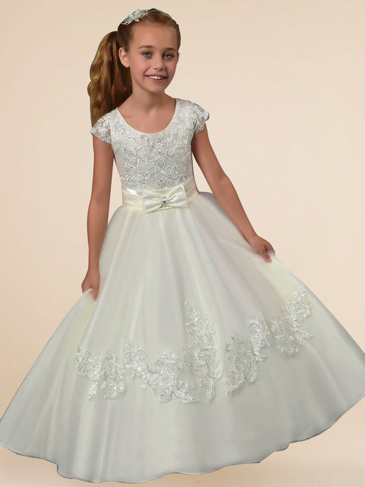 Lace A-Line Scoop Neck Sleeveless Flower Girl Dress-F500006