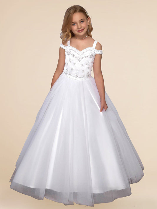 Lace A-Line Spaghetti Straps Sleeveless Flower Girl Dress-F500009