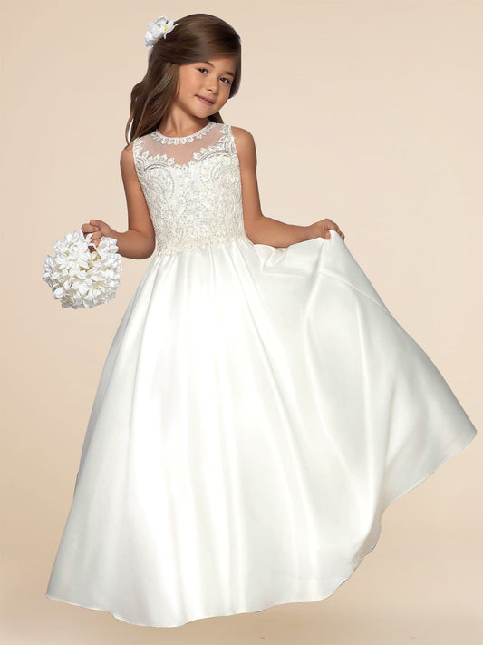 Lace A-Line Scoop Neck Sleeveless Flower Girl Dress-F500012