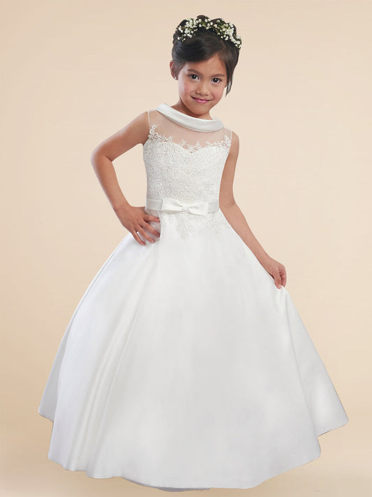 Lace A-Line Scoop Neck Sleeveless Flower Girl Dress-F500020