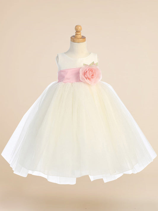 Lace V-Neck Sleeveless Flower Girl Dress