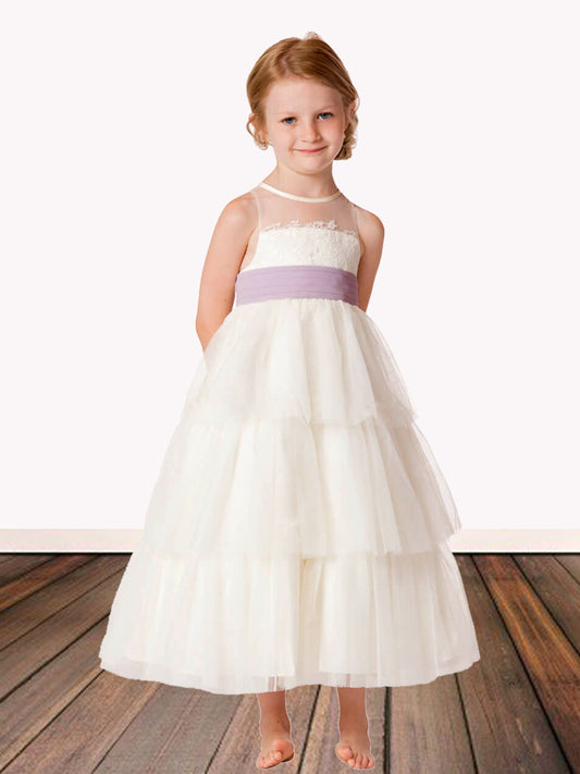 Lace Scoop Neck Sleeveless Flower Girl Dress