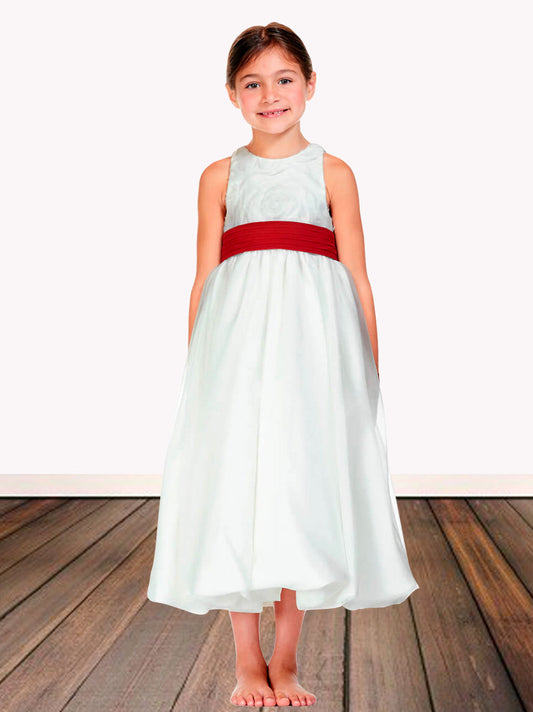 Satin Scoop Neck Sleeveless Flower Girl Dress