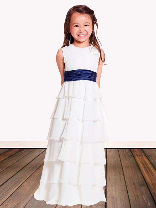 Chiffon Scoop Neck Sleeveless Flower Girl Dress