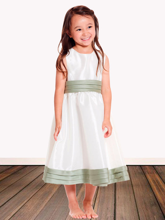 Satin Scoop Neck Sleeveless Flower Girl Dress